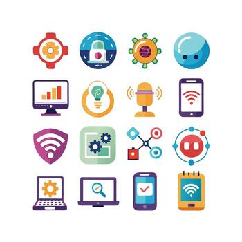 Technology Icon Set Illustration for Documents, Websites and Mobile Applications vector