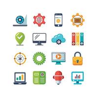 Technology Icon Set Illustration for Documents, Websites and Mobile Applications vector