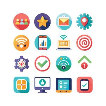 Technology Icon Set Illustration for Documents, Websites and Mobile Applications vector