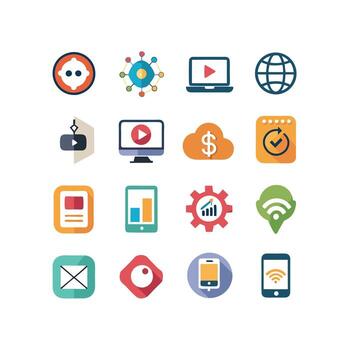 Technology Icon Set Illustration for Documents, Websites and Mobile Applications vector