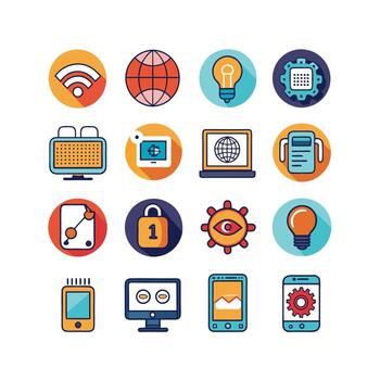 Technology Icon Set Illustration for Documents, Websites and Mobile Applications vector