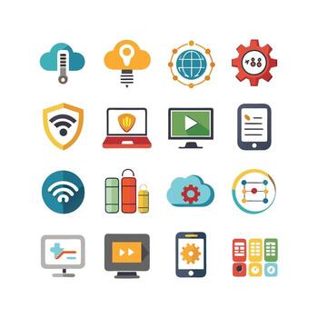 Technology Icon Set Illustration for Documents, Websites and Mobile Applications vector