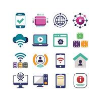 Technology Icon Set Illustration for Documents, Websites and Mobile Applications vector