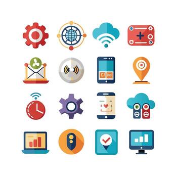 Technology Icon Set Illustration for Documents, Websites and Mobile Applications vector