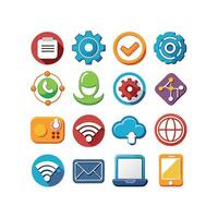 Technology Icon Set Illustration for Documents, Websites and Mobile Applications vector
