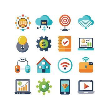 Technology Icon Set Illustration for Documents, Websites and Mobile Applications vector