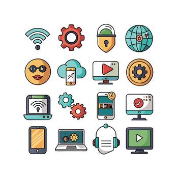 Technology Icon Set Illustration for Documents, Websites and Mobile Applications vector