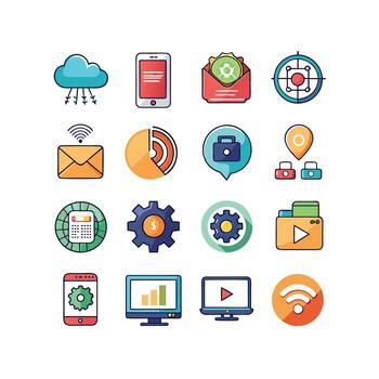 tecnología icono conjunto ilustración para documentos, sitios web y móvil aplicaciones vector