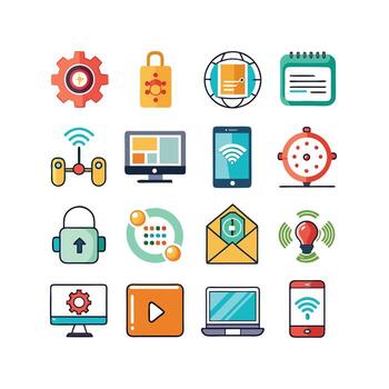 Technology Icon Set Illustration for Documents, Websites and Mobile Applications vector