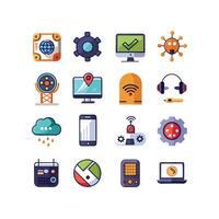 Technology Icon Set Illustration for Documents, Websites and Mobile Applications vector