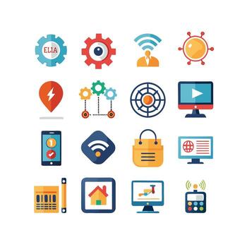 Technology Icon Set Illustration for Documents, Websites and Mobile Applications vector