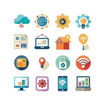 Technology Icon Set Illustration for Documents, Websites and Mobile Applications vector