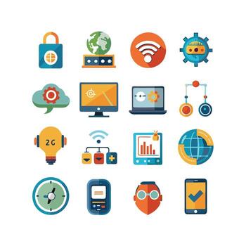 Technology Icon Set Illustration for Documents, Websites and Mobile Applications vector