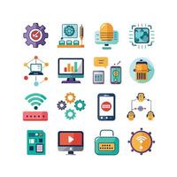 Technology Icon Set Illustration for Documents, Websites and Mobile Applications vector