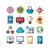 Technology Icon Set Illustration for Documents, Websites and Mobile Applications vector