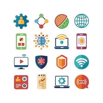 Technology Icon Set Illustration for Documents, Websites and Mobile Applications vector