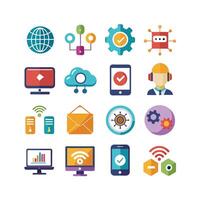 Technology Icon Set Illustration for Documents, Websites and Mobile Applications vector