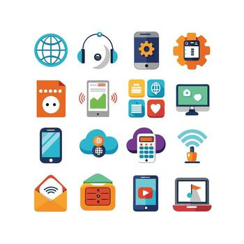 Technology Icon Set Illustration for Documents, Websites and Mobile Applications vector