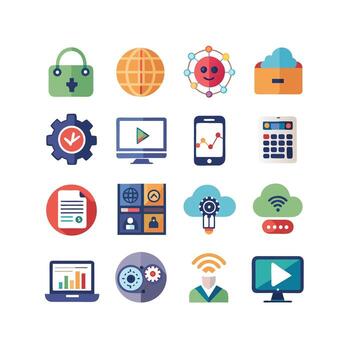 Technology Icon Set Illustration for Documents, Websites and Mobile Applications vector
