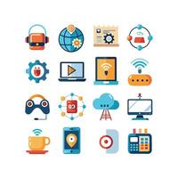 Technology Icon Set Illustration for Documents, Websites and Mobile Applications vector