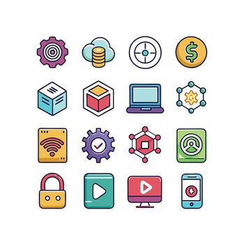 Technology Icon Set Illustration for Documents, Websites and Mobile Applications vector