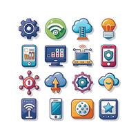 Technology Icon Set Illustration for Documents, Websites and Mobile Applications vector