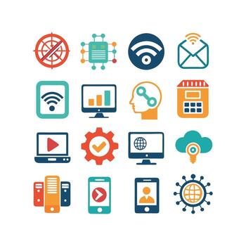 Technology Icon Set Illustration for Documents, Websites and Mobile Applications vector