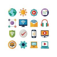 Technology Icon Set Illustration for Documents, Websites and Mobile Applications vector