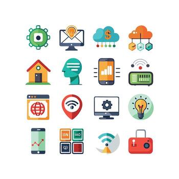 Technology Icon Set Illustration for Documents, Websites and Mobile Applications vector