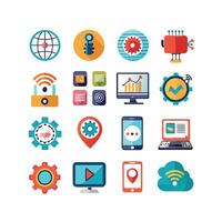 Technology Icon Set Illustration for Documents, Websites and Mobile Applications vector