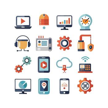 tecnología icono conjunto ilustración para documentos, sitios web y móvil aplicaciones vector