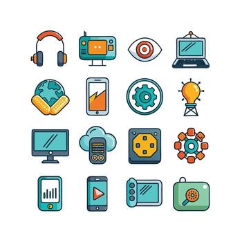 Technology Icon Set Illustration for Documents, Websites and Mobile Applications vector