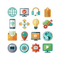 Technology Icon Set Illustration for Documents, Websites and Mobile Applications vector