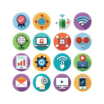 Technology Icon Set Illustration for Documents, Websites and Mobile Applications vector