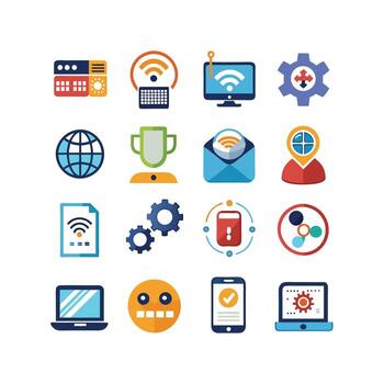 Technology Icon Set Illustration for Documents, Websites and Mobile Applications vector