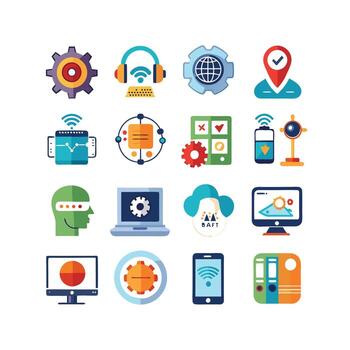 Technology Icon Set Illustration for Documents, Websites and Mobile Applications vector