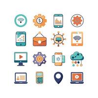 Technology Icon Set Illustration for Documents, Websites and Mobile Applications vector