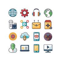 Technology Icon Set Illustration for Documents, Websites and Mobile Applications vector