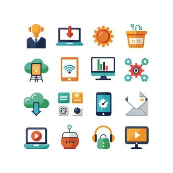 Technology Icon Set Illustration for Documents, Websites and Mobile Applications vector