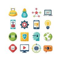 Technology Icon Set Illustration for Documents, Websites and Mobile Applications vector
