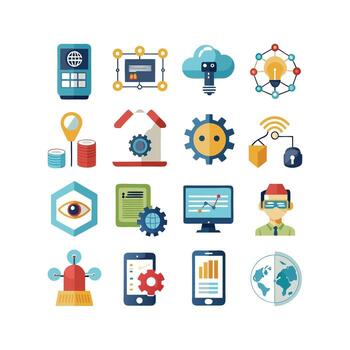 Technology Icon Set Illustration for Documents, Websites and Mobile Applications vector