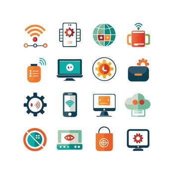 Technology Icon Set Illustration for Documents, Websites and Mobile Applications vector