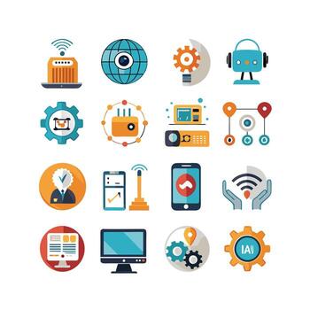 Technology Icon Set Illustration for Documents, Websites and Mobile Applications vector