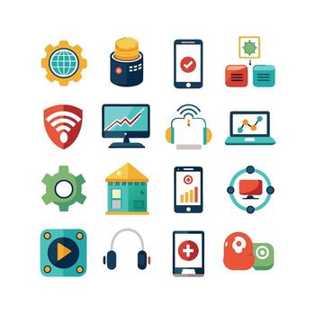 tecnología icono conjunto ilustración para documentos, sitios web y móvil aplicaciones vector