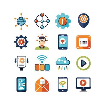 Technology Icon Set Illustration for Documents, Websites and Mobile Applications vector