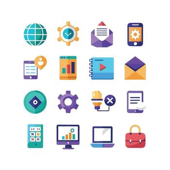 Technology Icon Set Illustration for Documents, Websites and Mobile Applications vector