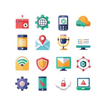 Technology Icon Set Illustration for Documents, Websites and Mobile Applications vector