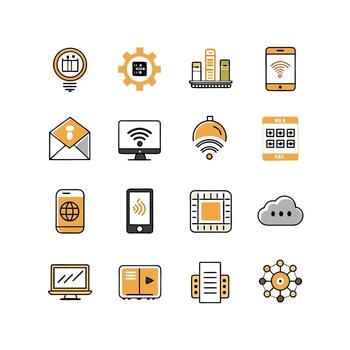 Technology Icon Set Illustration for Documents, Websites and Mobile Applications vector