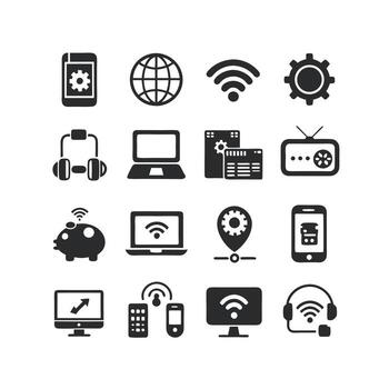 Technology Icon Set Illustration for Documents, Websites and Mobile Applications vector
