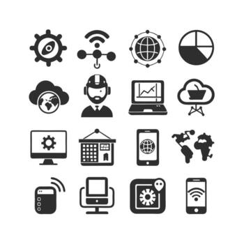Technology Icon Set Illustration for Documents, Websites and Mobile Applications vector